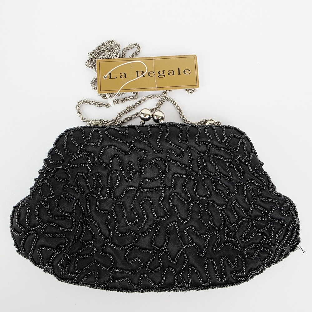 Vintage La Regale Black Beaded Evening Bag NWT